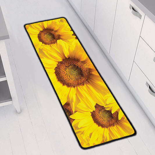 Yellow Sunflower Print Long Kitchen Mat