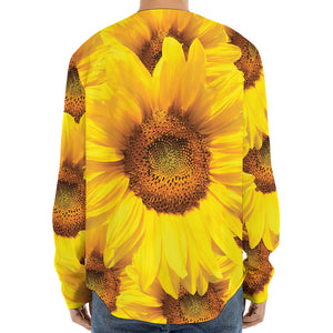 Yellow Sunflower Print Long Sleeve Baseball Jersey