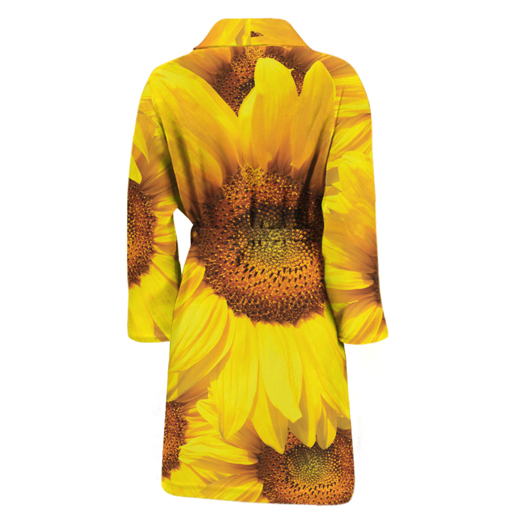 Yellow Sunflower Print Men's Bathrobe