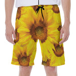 Yellow Sunflower Print Men's Beach Shorts