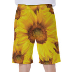 Yellow Sunflower Print Men's Beach Shorts