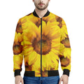 Yellow Sunflower Print Men's Bomber Jacket