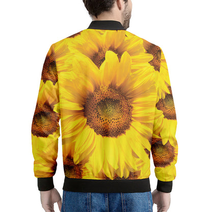 Yellow Sunflower Print Men's Bomber Jacket