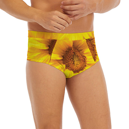 Yellow Sunflower Print Men's Briefs