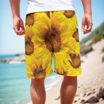 Yellow Sunflower Print Men's Cargo Shorts