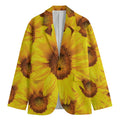 Yellow Sunflower Print Men's Cotton Blazer