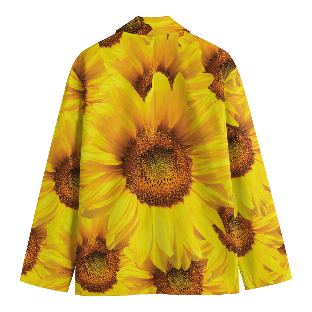 Yellow Sunflower Print Men's Cotton Blazer