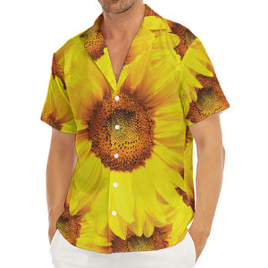 Yellow Sunflower Print Men's Deep V-Neck Shirt