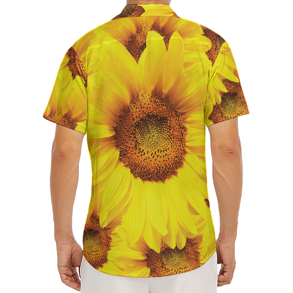 Yellow Sunflower Print Men's Deep V-Neck Shirt