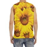 Yellow Sunflower Print Men's Fitness Tank Top