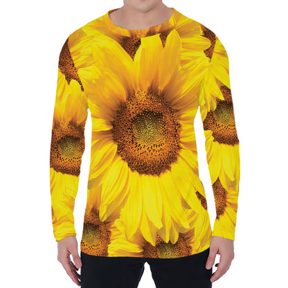 Yellow Sunflower Print Men's Long Sleeve T-Shirt