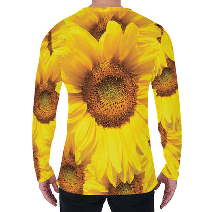 Yellow Sunflower Print Men's Long Sleeve T-Shirt