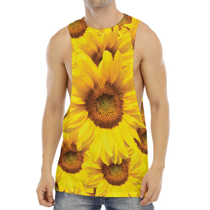 Yellow Sunflower Print Men's Muscle Tank Top