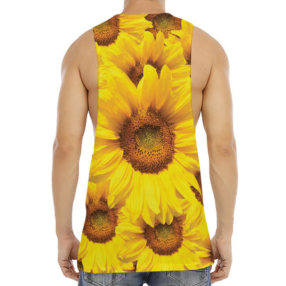 Yellow Sunflower Print Men's Muscle Tank Top