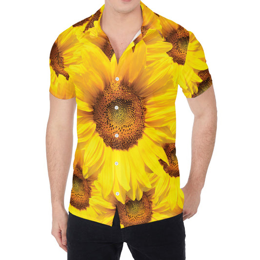 Yellow Sunflower Print Men's Shirt