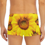 Yellow Sunflower Print Men's Short Boxer Briefs