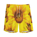 Yellow Sunflower Print Men's Athletic Shorts