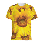 Yellow Sunflower Print Men's Sports T-Shirt