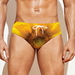 Yellow Sunflower Print Men's Swim Briefs
