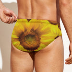 Yellow Sunflower Print Men's Swim Briefs