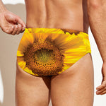 Yellow Sunflower Print Men's Swim Briefs