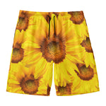 Yellow Sunflower Print Men's Swim Trunks