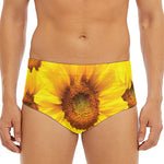 Yellow Sunflower Print Men's Triangle Swim Briefs
