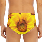 Yellow Sunflower Print Men's Triangle Swim Briefs