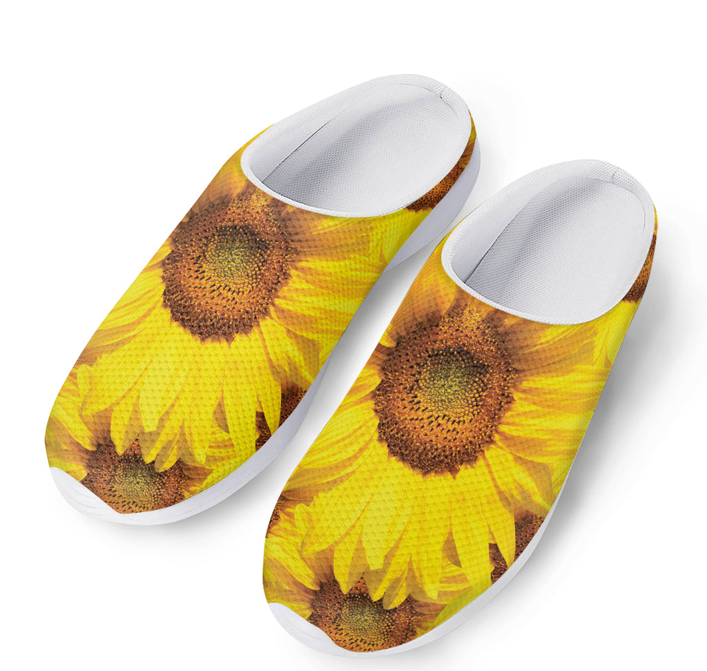Yellow Sunflower Print Mesh Casual Shoes