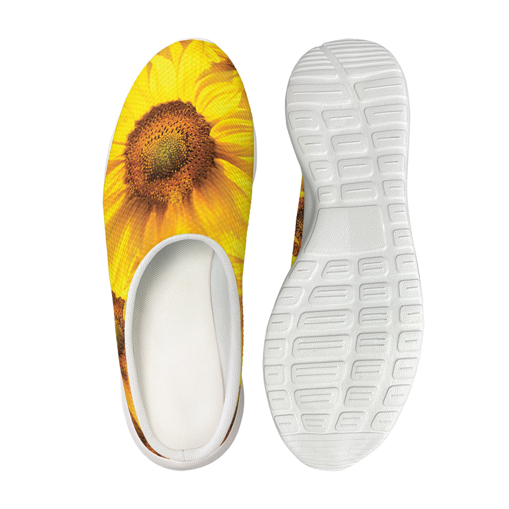 Yellow Sunflower Print Mesh Casual Shoes