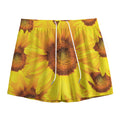 Yellow Sunflower Print Mesh Shorts