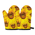 Yellow Sunflower Print Oven Mitts