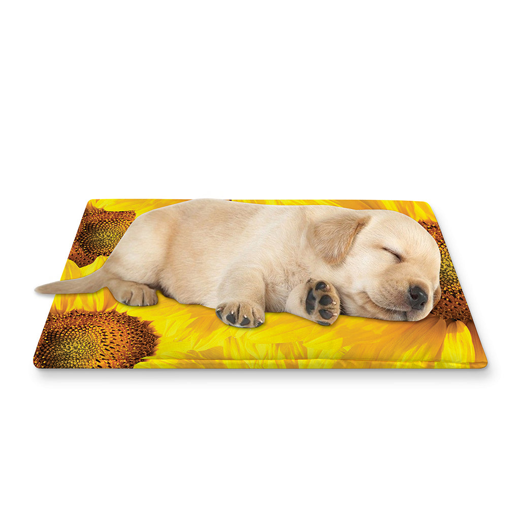 Yellow Sunflower Print Pet Cooling Mat Cover