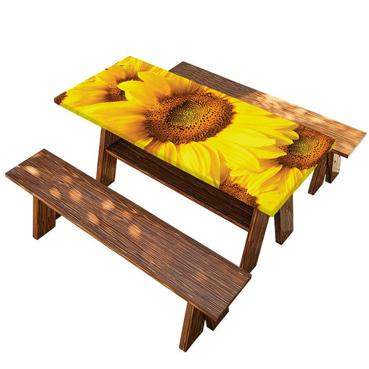 Yellow Sunflower Print Picnic Table Cover