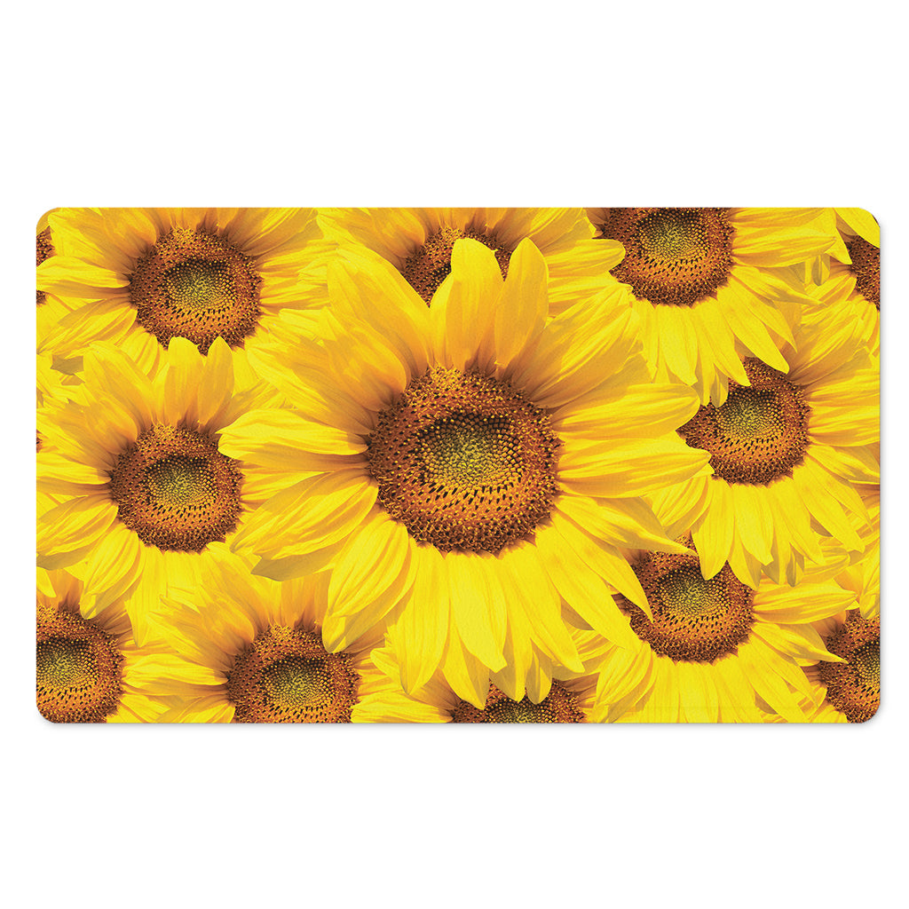 Yellow Sunflower Print Polyester Doormat
