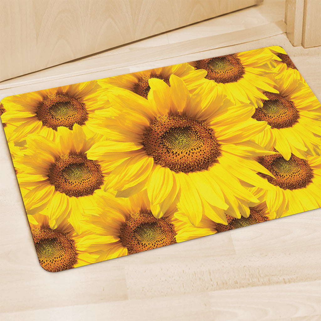 Yellow Sunflower Print Polyester Doormat