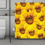 Yellow Sunflower Print Polyester Shower Curtain