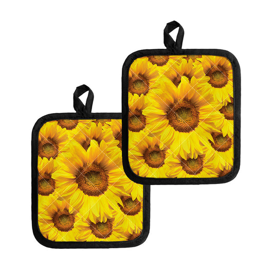 Yellow Sunflower Print Pot Holders