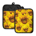 Yellow Sunflower Print Pot Holders With Pocket