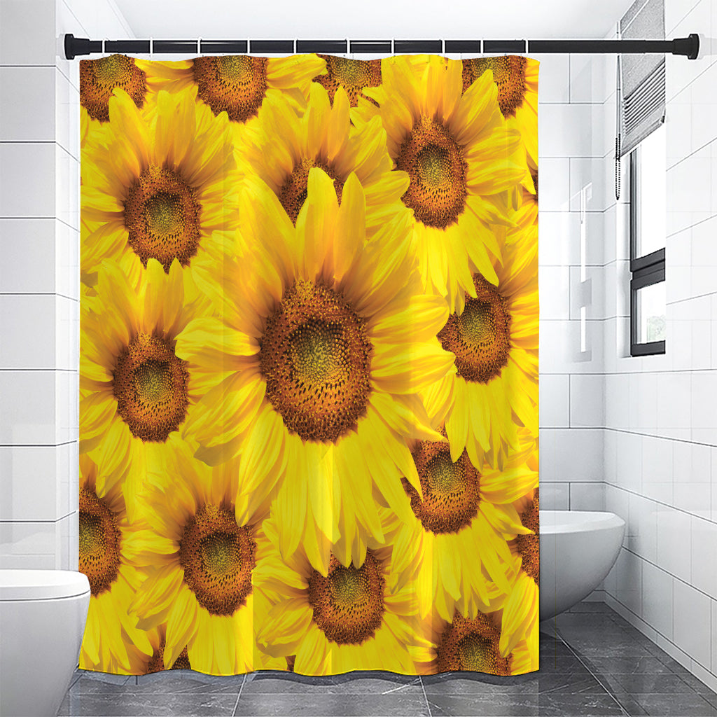 Yellow Sunflower Print Premium Shower Curtain