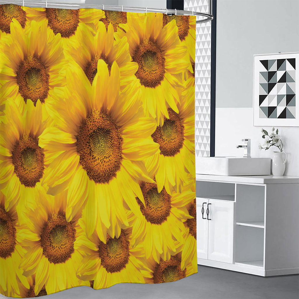 Yellow Sunflower Print Premium Shower Curtain