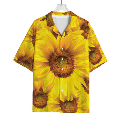 Yellow Sunflower Print Rayon Hawaiian Shirt