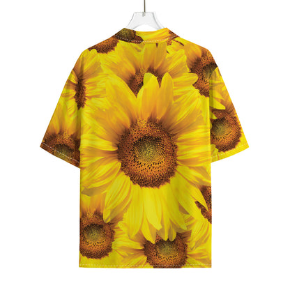 Yellow Sunflower Print Rayon Hawaiian Shirt