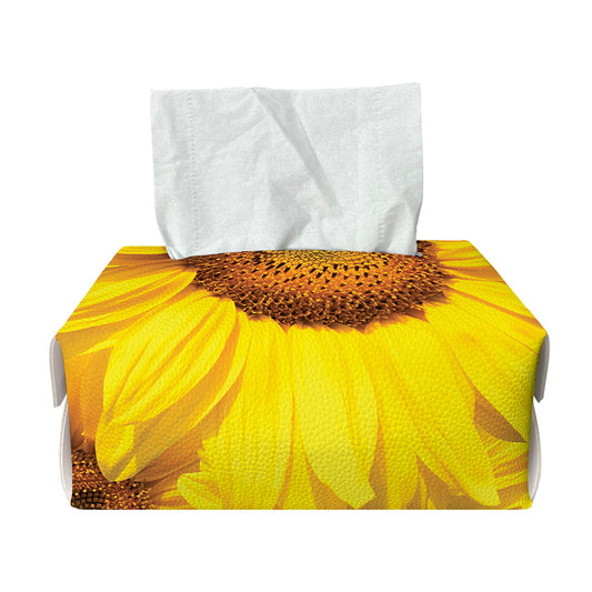 Yellow Sunflower Print Rectangle Tissue Box Cover