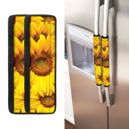 Yellow Sunflower Print Refrigerator Handle Covers