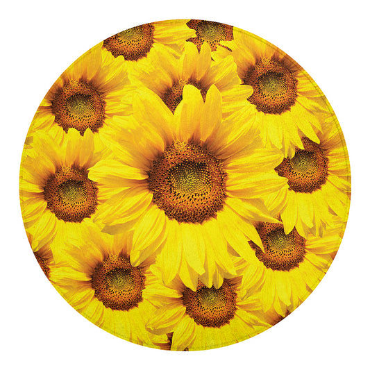 Yellow Sunflower Print Round Blanket