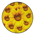 Yellow Sunflower Print Round Floor Mat