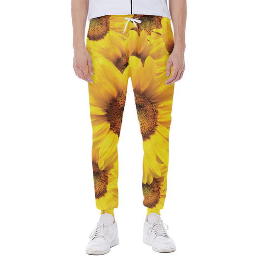 Yellow Sunflower Print Scuba Joggers