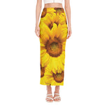 Yellow Sunflower Print Side Slit Maxi Skirt