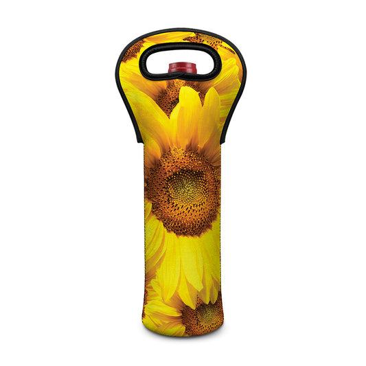 Yellow Sunflower Print Single Neoprene Wine Tote